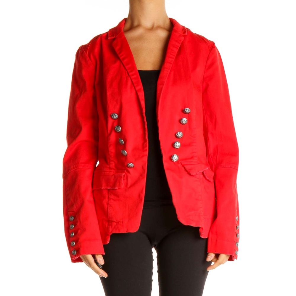 Free People New Red Cotton Button Jacket Large